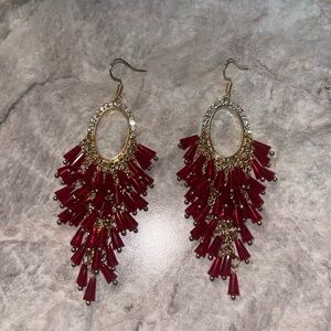 Women's Beautiful Red Chandelier Earrings - NEW